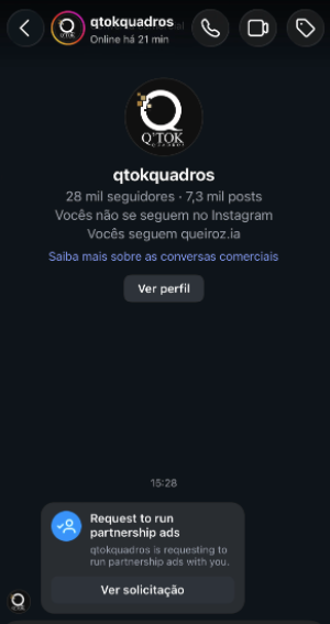 Card no Direct com o botao Ver solicitacao