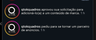 Notificacao de pedido para se tornar parceiro de anuncios